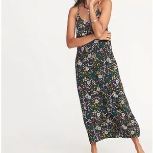 Old Navy Black Floral Maxi Strappy Dress, S
